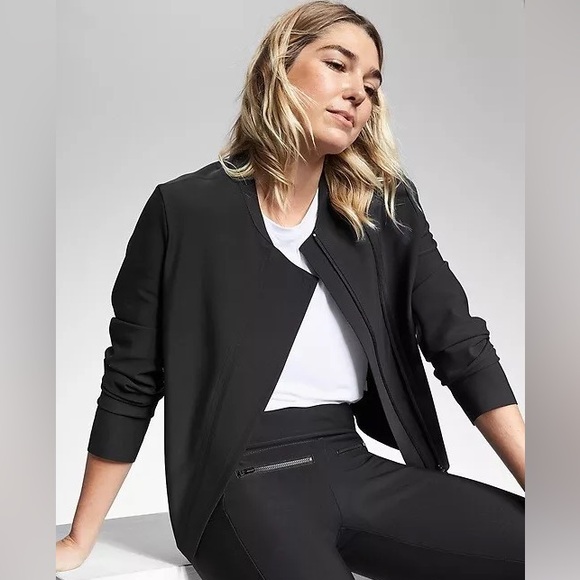 Black athleta asymmetrical zip jacket - Picture 1 of 3